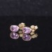 10K Yellow Gold Bezel Setting With Sakura Pink Color Lab Grown Sapphire Lady Earrings 