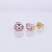 10K Yellow Gold Bezel Setting With Sakura Pink Color Lab Grown Sapphire Lady Earrings 
