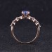 14K Yellow Gold With Royal Bule Lab Grown Sapphire And Six Marquise Cut Moissanites Ring