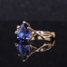 10K Yellow Gold Wreath Shape with Prong Setting Royal Blue Lab Grown Sapphire Ring