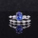 14K White Gold With Royal Bule Lab Grown Sapphire And  Marquise Cut Moissanites combination Ring
