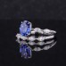 14K White Gold With Royal Bule Lab Grown Sapphire And  Marquise Cut Moissanites combination Ring