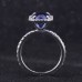 14K White Gold With Royal Blue Lab Grown Sapphire And  Moissanites around setting Ring