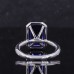 14K White Gold With Royal Blue Lab Grown Sapphire And  Moissanites around setting Ring