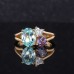 14K Yellow Gold  with Royal blue and Alexander color  Lab Grown Sapphire  and Moissanite Ring