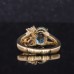 14K Yellow Gold  with Royal blue and Alexander color  Lab Grown Sapphire  and Moissanite Ring