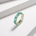 14K Yellow Gold With Zambia Color Lab Grown Emerald And D VVS1 Moissanites Wedding Ring