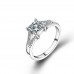  Moissanite Princess Cut Split Shanks  Ring 18K White Gold Ring