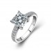  Moissanite Princess Cut Wedding Band 18K White Gold Ring