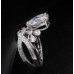 Unique Pear Cut  Moissanite Stone 18K White Gold  Wedding Ring