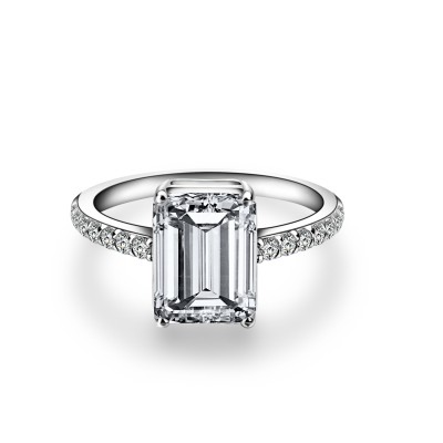  Moissanite Emerald Cut Elegance 18K White Gold Ring