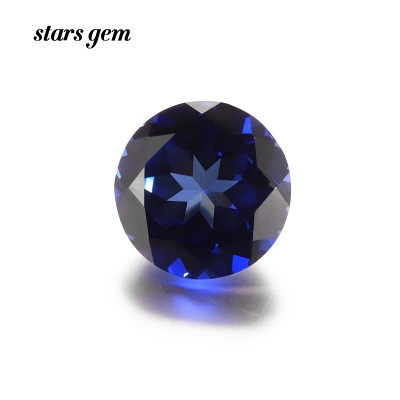 Round Shape Blue Color Lab Grown Sapphire Gemstone