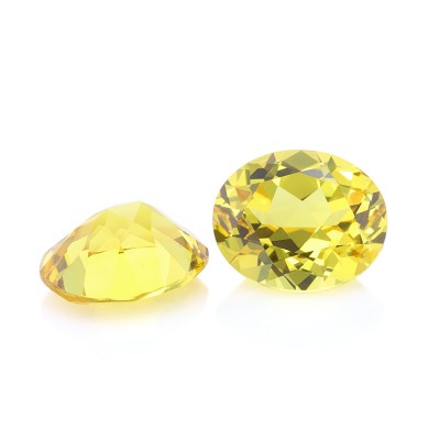 Oval Shape Yellow Color Lab Grown Sapphire Gemstone