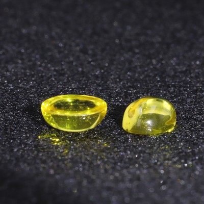 Flat Back Cabochon Cut Oval Shape Yellow Color Lab Grown Sapphire Gemstone