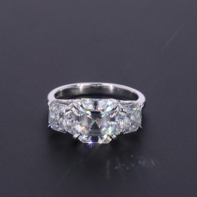 Starsgem Fancy 14K Gold Fashion Design DEF 8*8mm main Stone and 5*5mm Side Moissanite Stone Engagement Ring For Couple