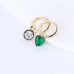 18K Yellow Gold With Heart Cut Lab Grown Emerald And Round Cut Mossianite Stone Special Asymmetric Earrings