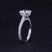 10K White Gold with Cathedral Set Hidden Halo Moissanite Pave Ring