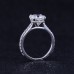 10K White Gold with Cathedral Set Hidden Halo Moissanite Pave Ring