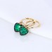 18K Yellow Gold Prong Setting With Heart Cut Lab Grown Emerald  Earrings 