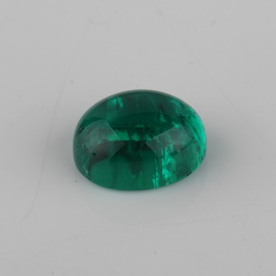 Flat back Cabochon Oval Shape Lab Grown Emerald Hydrothermal Emerald Gemstone