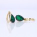 18K Yellow Gold Prong Setting With 6*8mm Pear Cut Lab Grown Emerald  Earrings 
